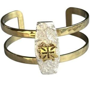 Rustic Cuff Gorgeous Brass and Stainless Logo Cuff Bracelet Unique